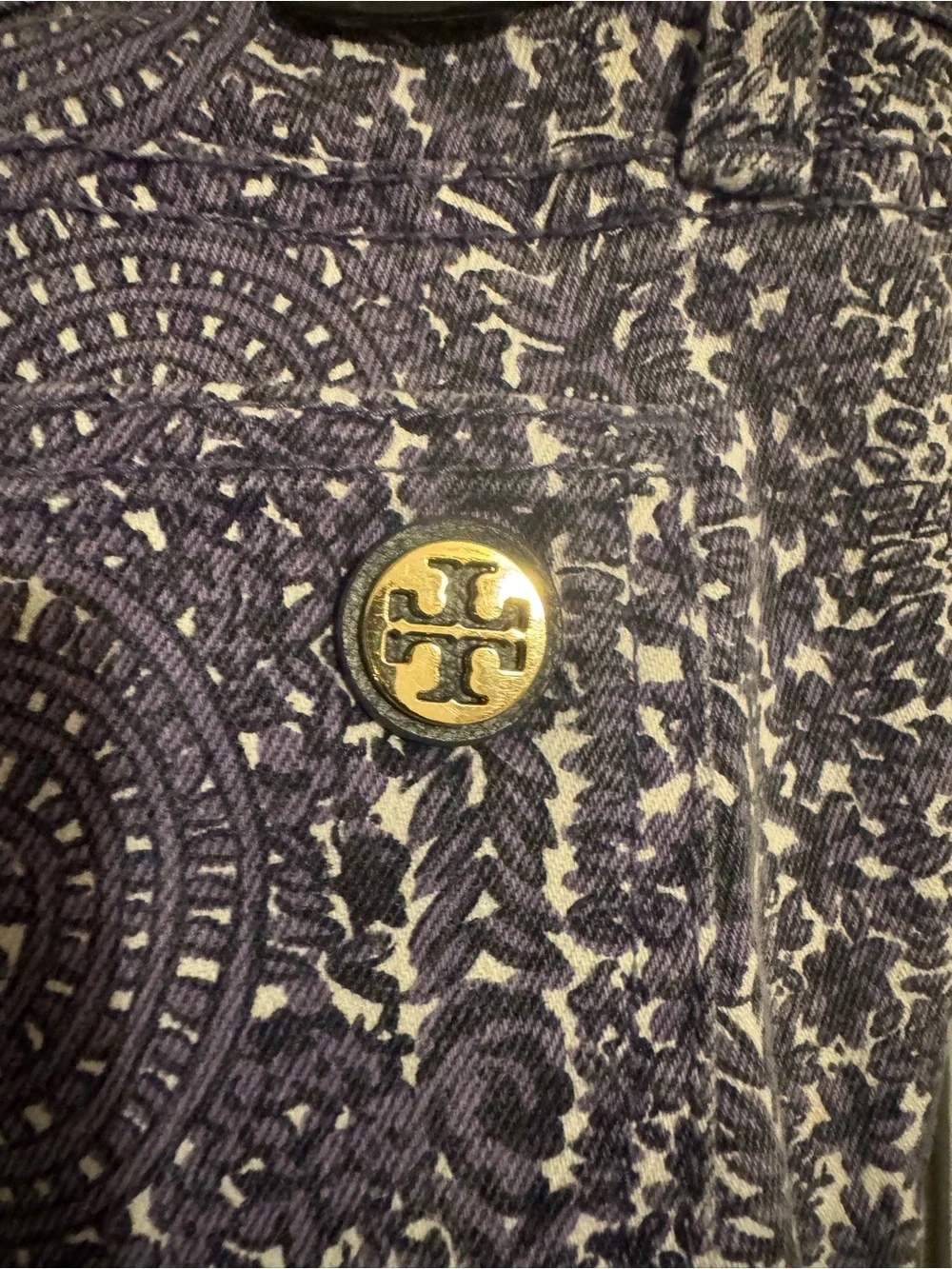 Tory Burch purple and White Patterned Skinny Jeans